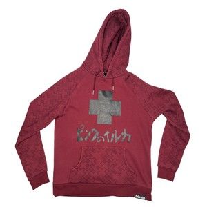 Pink Dolphin Size Medium All Over Print Hoodie Sweatshirt Burgundy